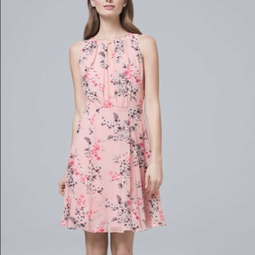 White House Black Market Pink Floral Midi Dress